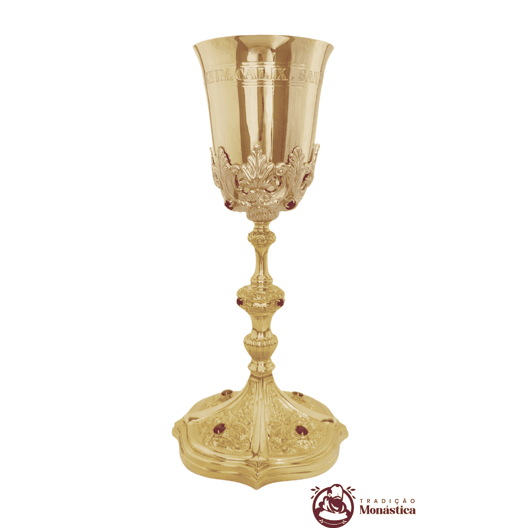 Cálice Trabalhado com Banho de Ouro - para Igreja Católica - 02
