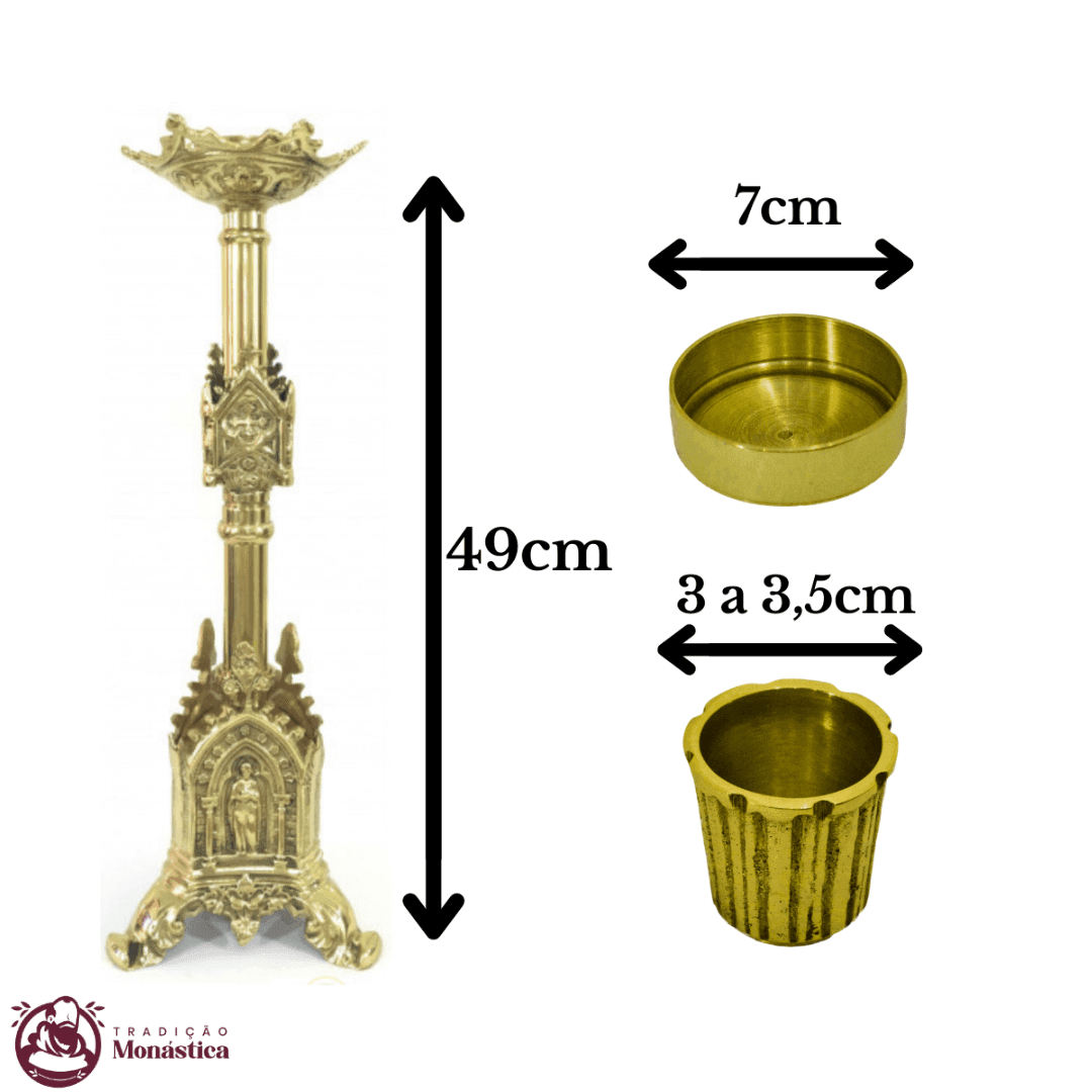Conjunto de Castiçal de Vela e Cruz para Altar - Gótico  - 4