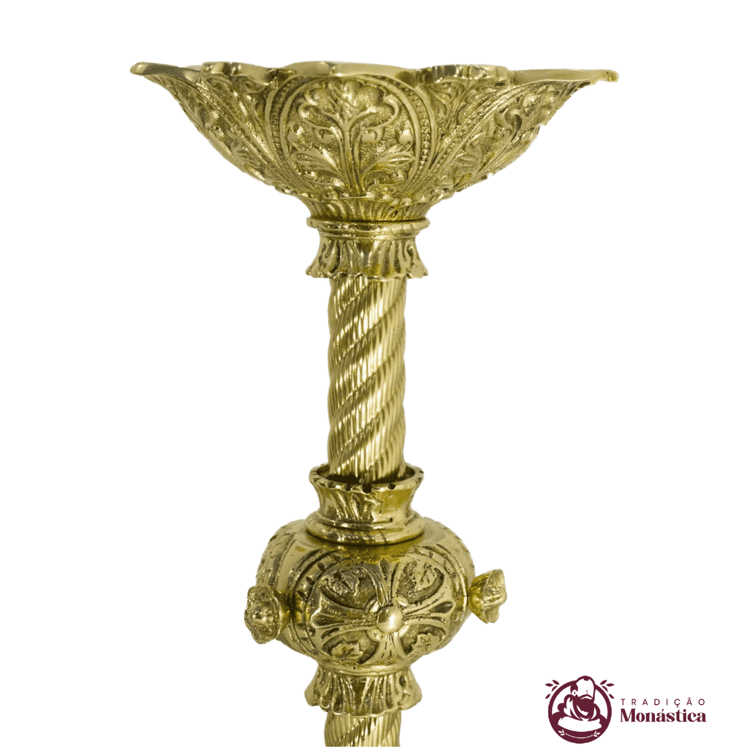 Conjunto de Castiçal de Vela e Cruz para Altar - Bronze - 6