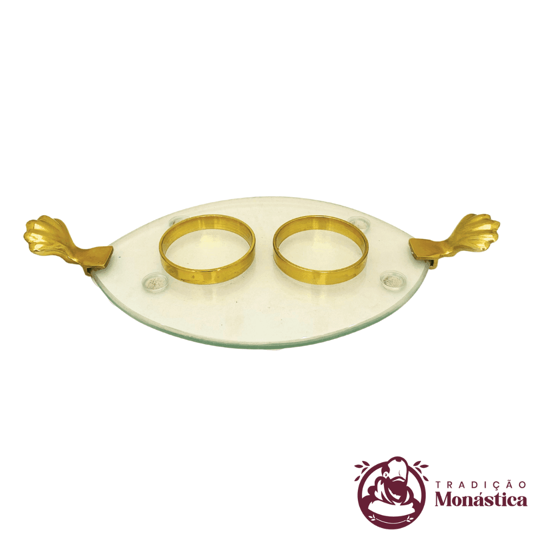 Conjunto de Galhetas de Vidro e Metal - Banhada em Ouro - 2