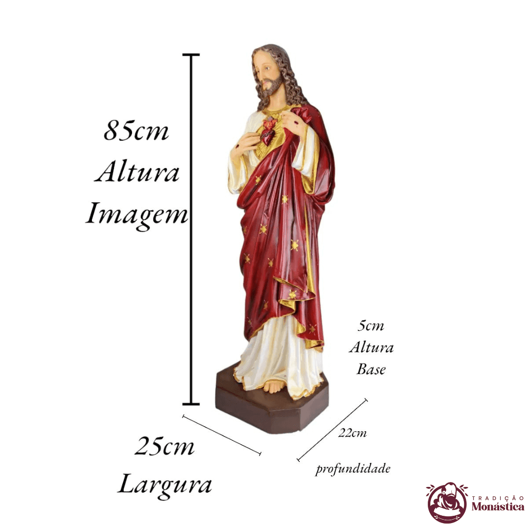 Imagem Sagrado Coração de Jesus com 85cm - 4