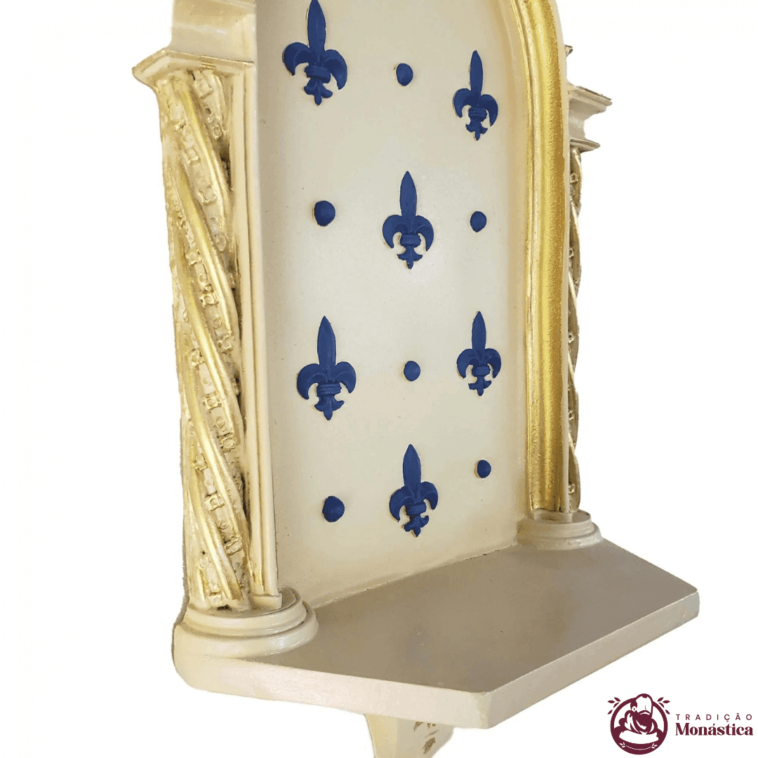 Peanha Oratório 54cm Dourada e Azul - 4