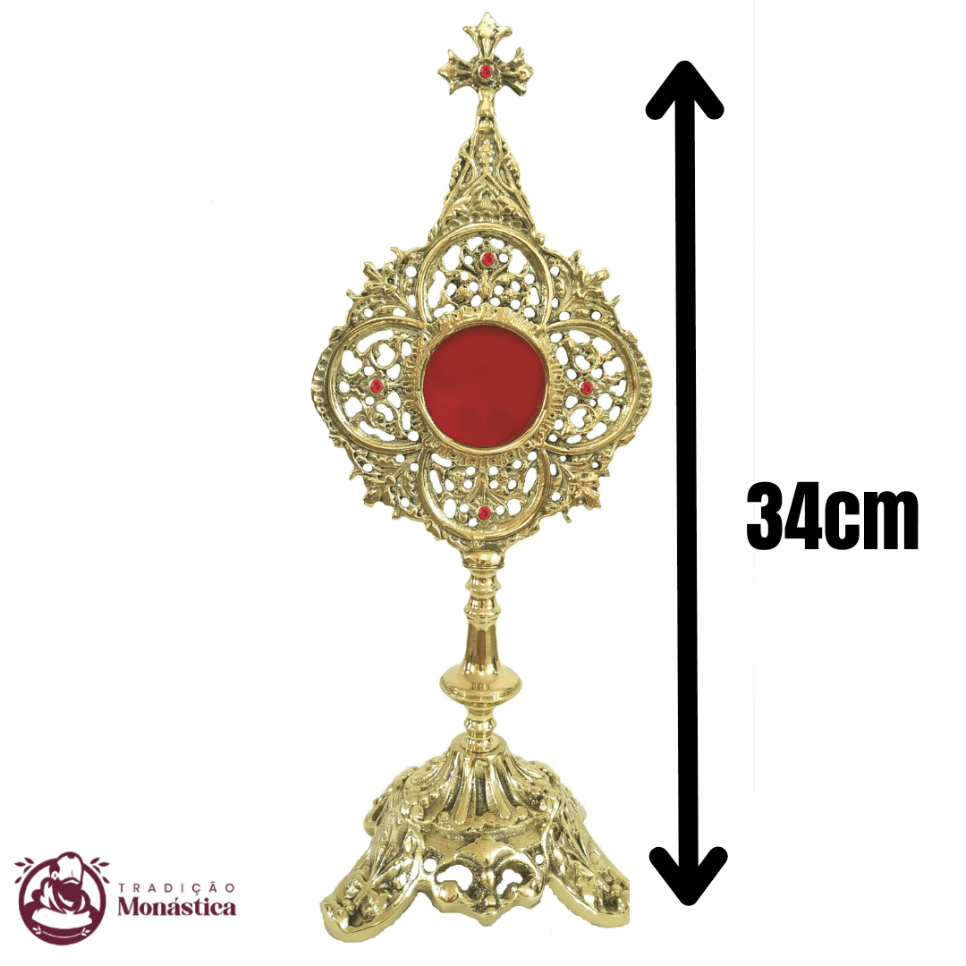 Relicário Católico De Bronze Trabalhado - 34cm - 2
