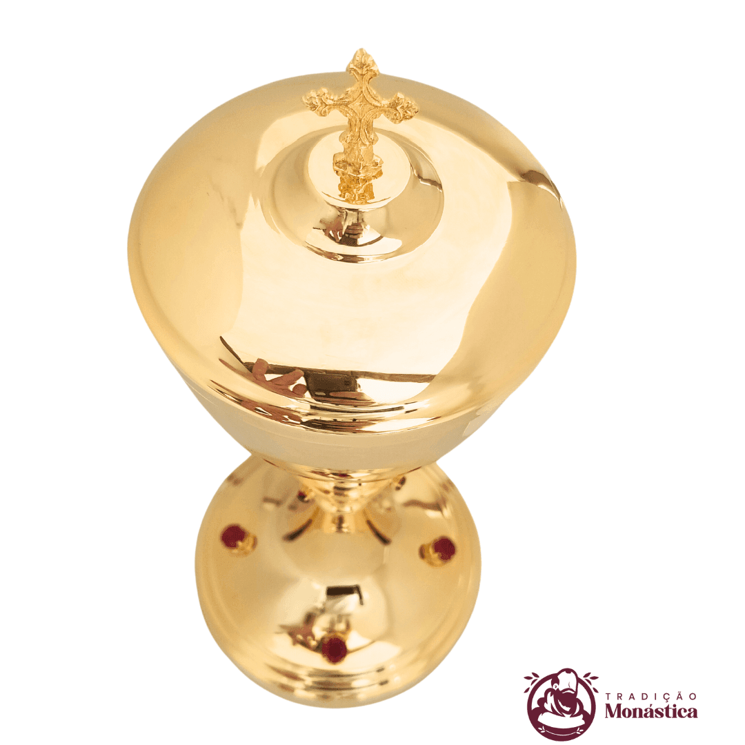 Ambula com Detalhes em Pedras Vermelhas - Banhada em Ouro - 2