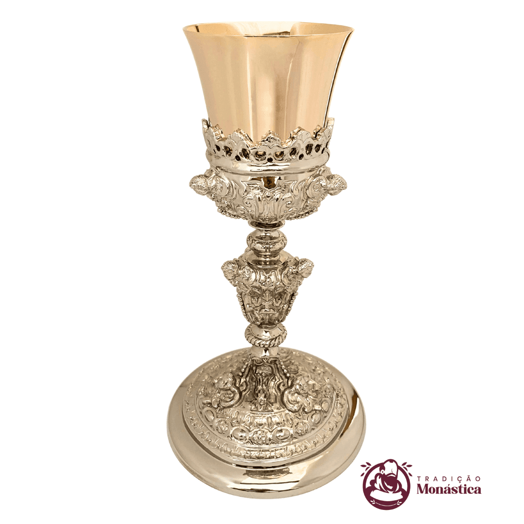 Cálice Barroco com Detalhes de Anjos Banhado em Níquel  - 1