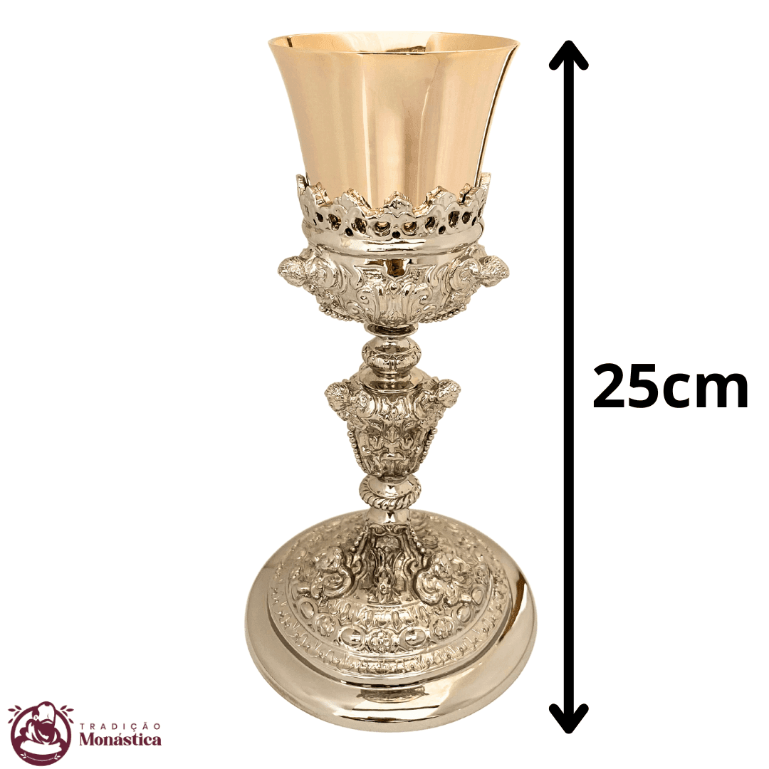 Cálice Barroco com Detalhes de Anjos Banhado em Níquel  - 3