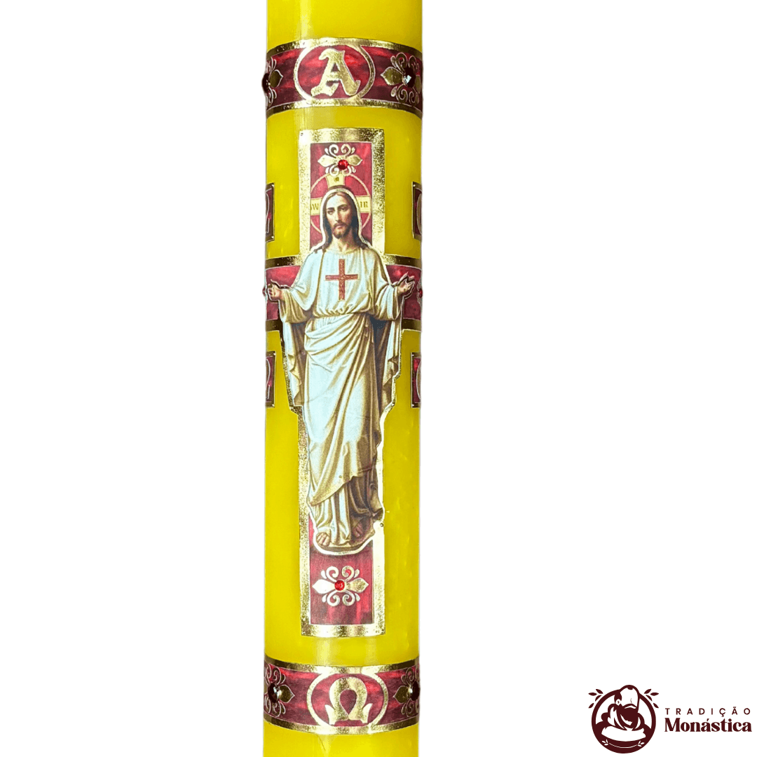 Vela Círio Pascal -  Aplicação Cristo 01 - 70cm - 2