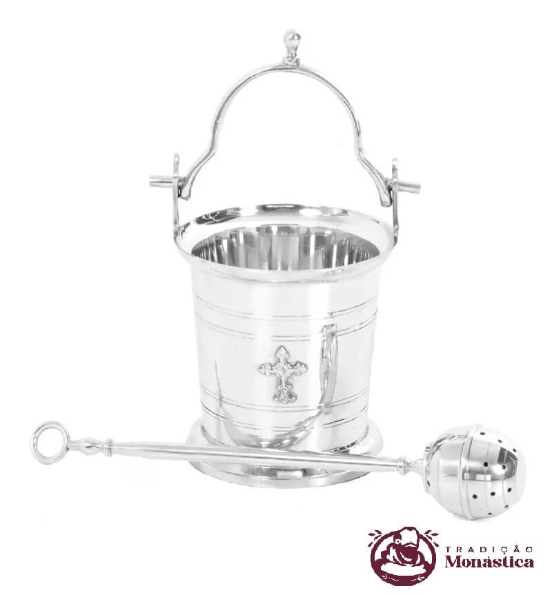 Conjunto de Aspersório Litúrgico - Pequeno - Igreja Católica 