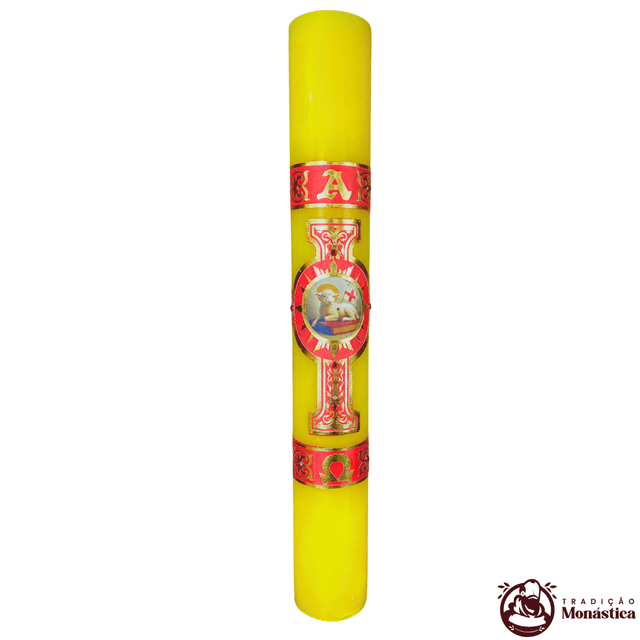 Vela Círio Pascal -  Aplicação Cordeiro 01 - 60cm