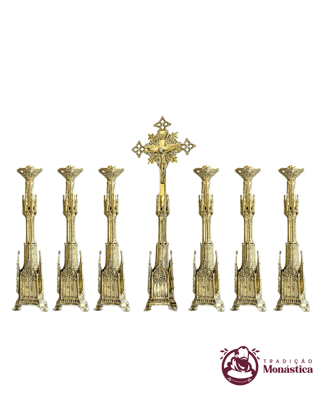 Conjunto Gótico Catedral de Castiçal e Cruz para Altar Conjunto Gótico Catedral de Castiçal e Cruz para Altar