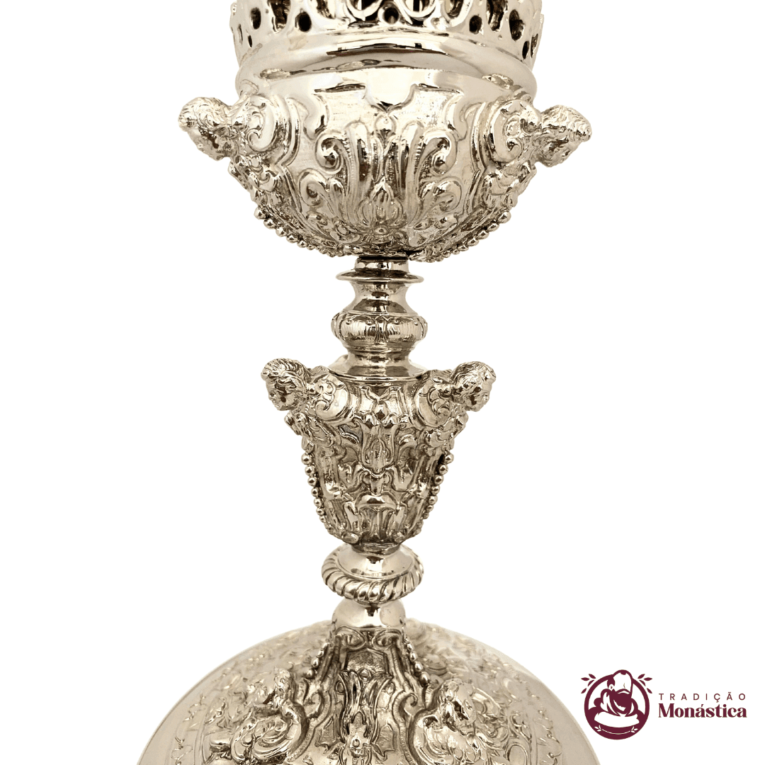 Cálice Barroco com Detalhes de Anjos Banhado em Níquel - 2