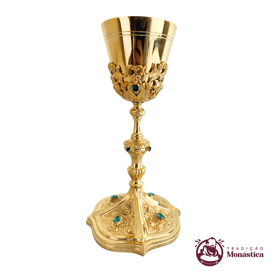 Cálice Trabalhado com Banho de Ouro - para Igreja Católica - 03 - 1