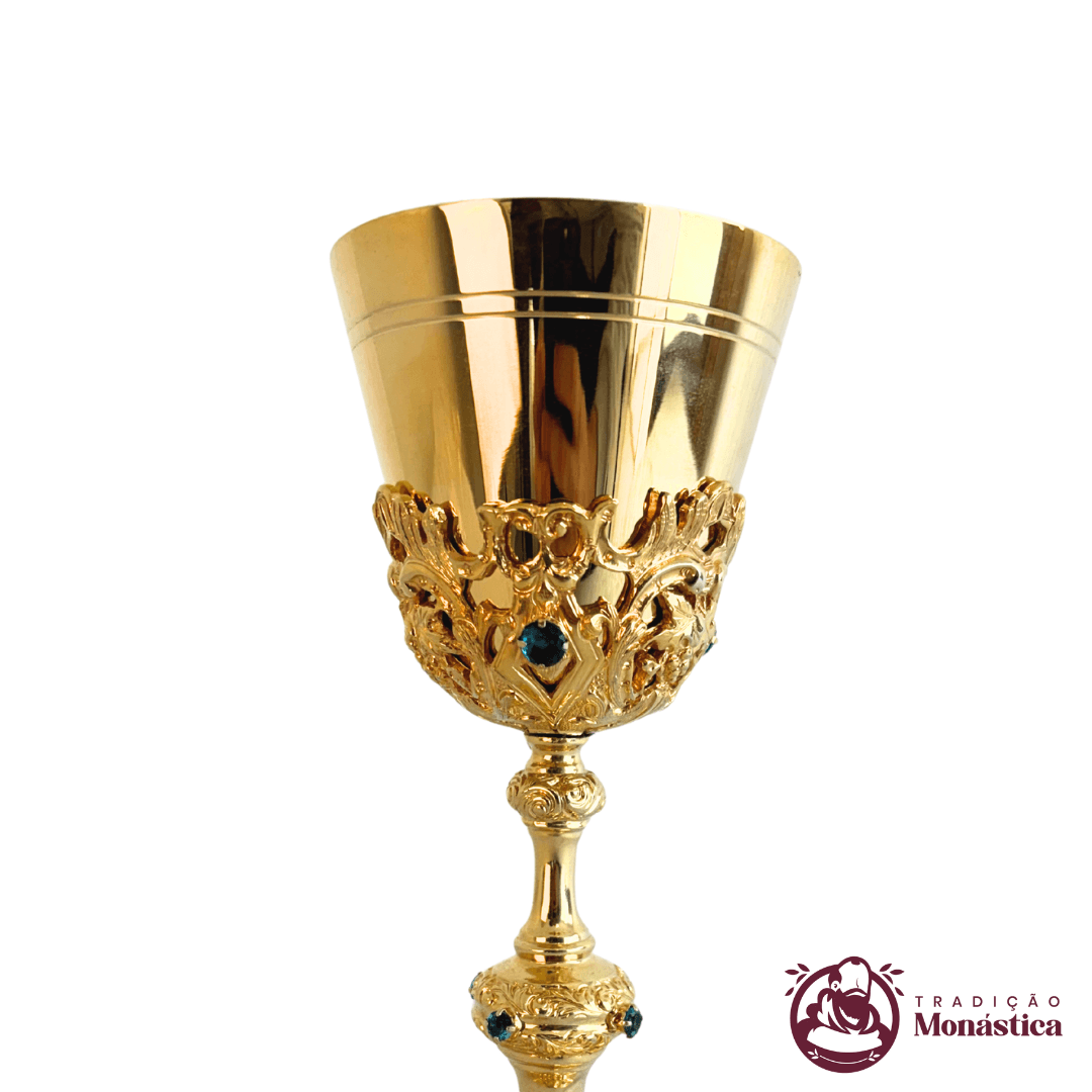 Cálice Trabalhado com Banho de Ouro - para Igreja Católica - 03 - 2