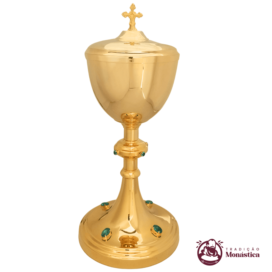 Cibório Banhado em Ouro com Detalhes em Pedras Cibório Banhado em Ouro com Detalhes em Pedras