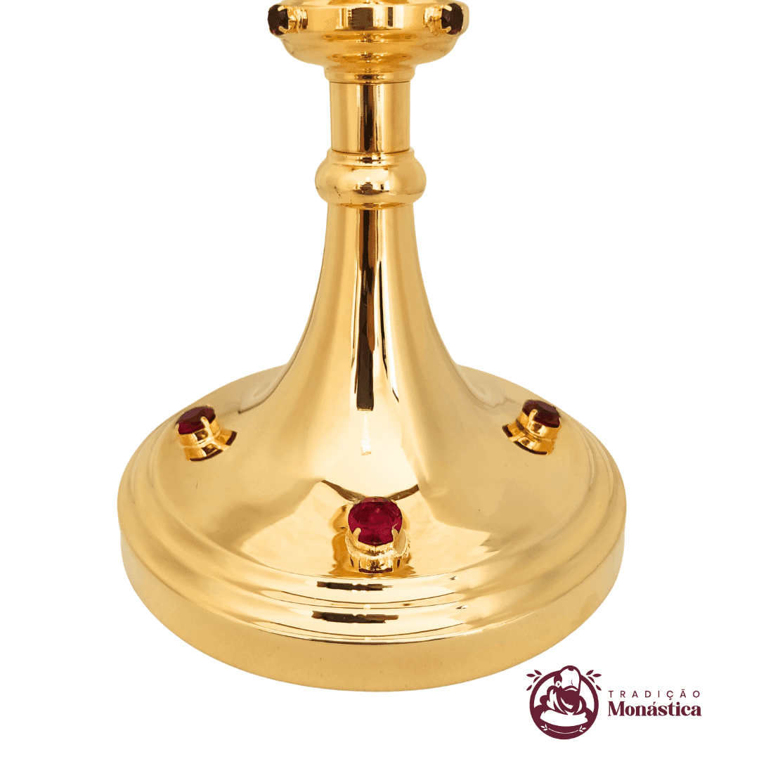Conjunto de Cálice e Âmbula com Detalhes em Pedras Vermelhas - 5