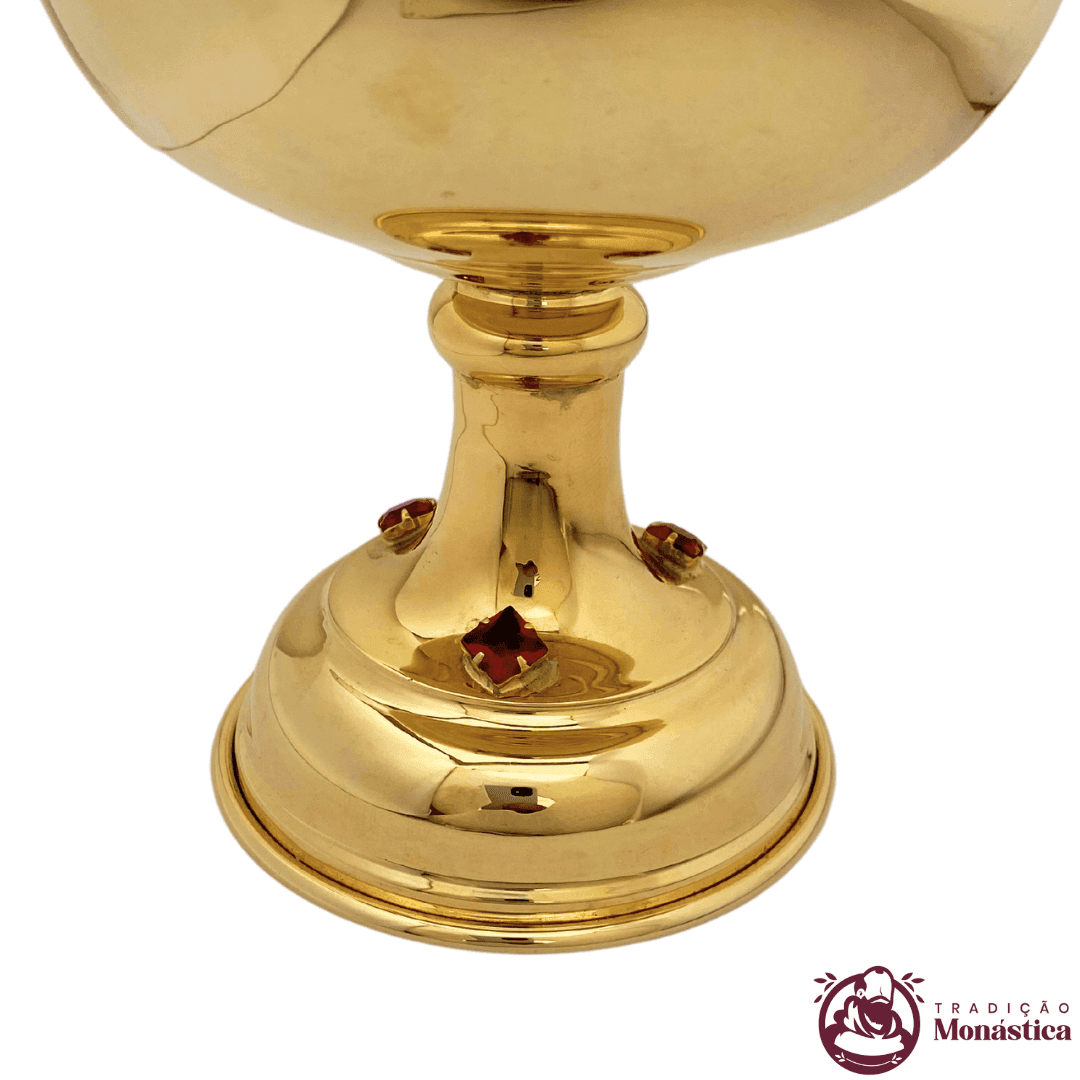 Conjunto de Cálice e Âmbula com Detalhes em Pedras Vermelhas - Pequeno - 3