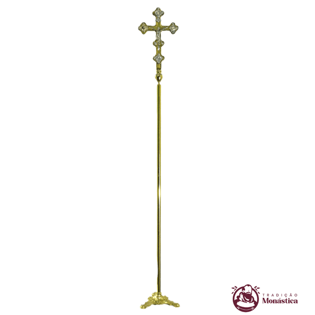 Cruz de Procissão Feita De Bronze - Trabalhada Cruz de Procissão Feita De Bronze - Trabalhada