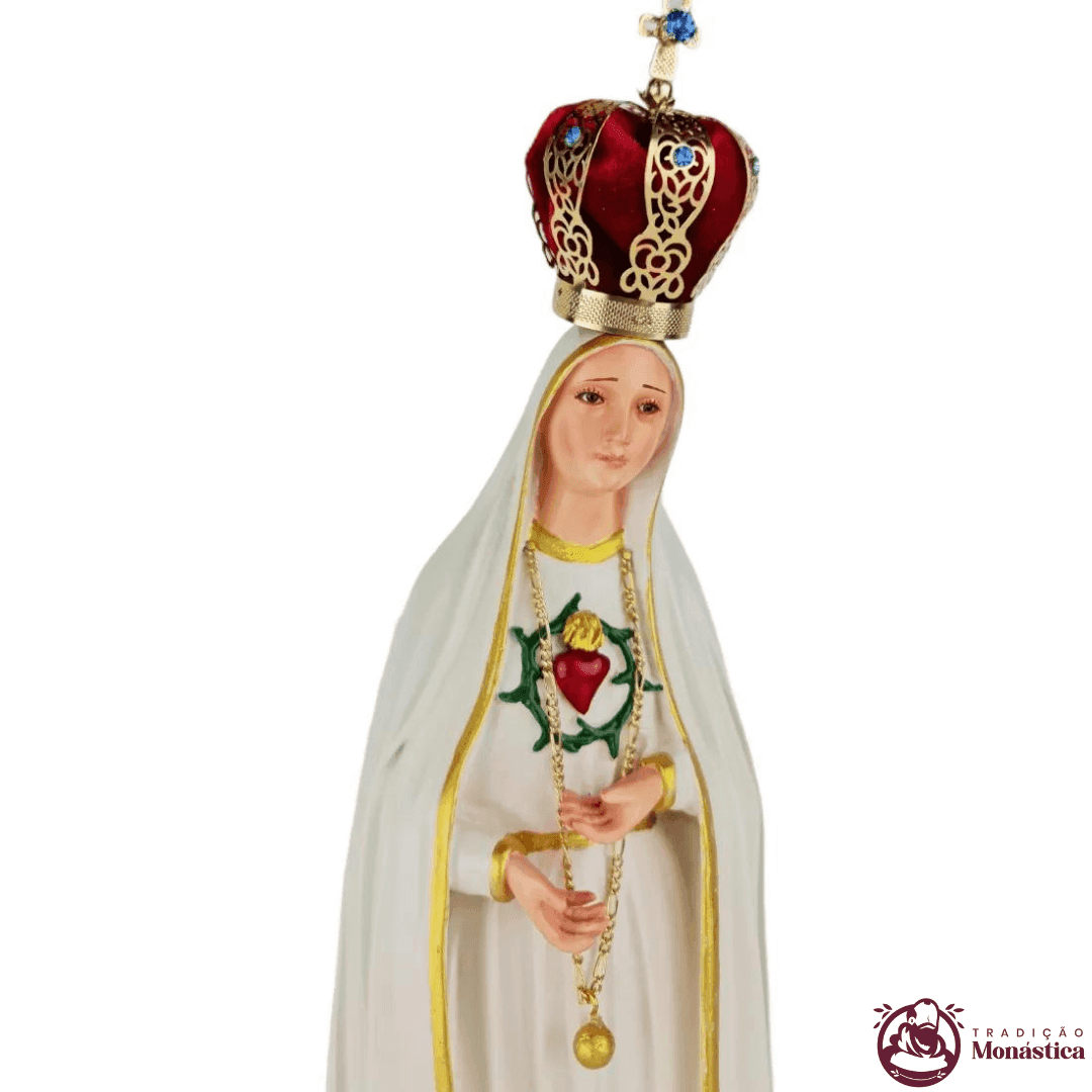 Imagem Escultura Nossa Senhora de Fátima Imaculado Coração 40cm - 2