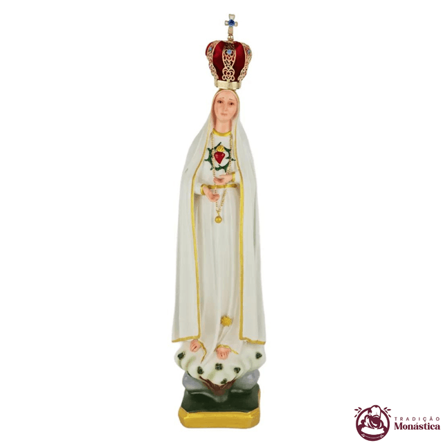 Imagem Escultura Nossa Senhora de Fátima Imaculado Coração 40cm Imagem Escultura Nossa Senhora de Fátima Imaculado Coração 40cm