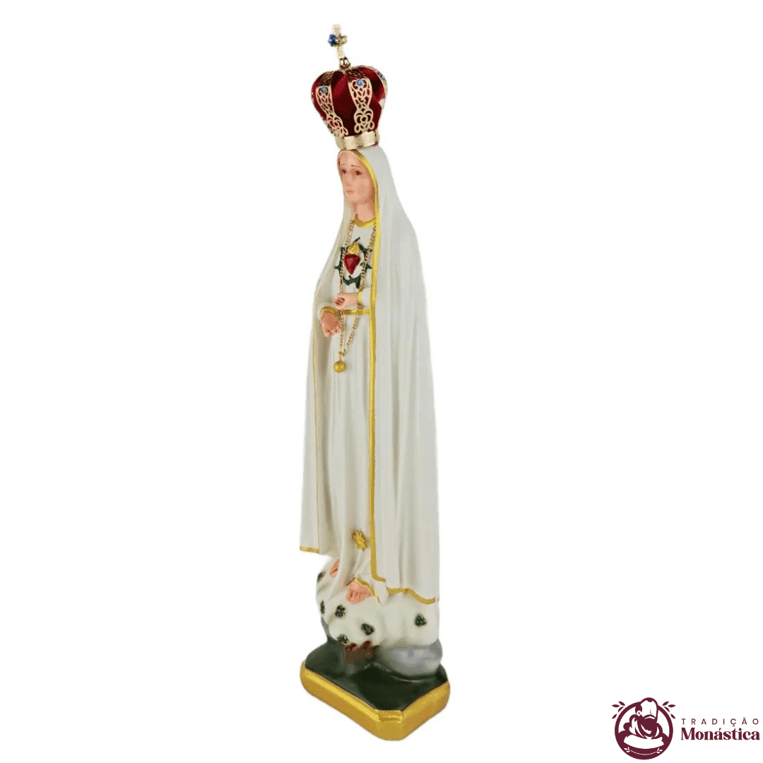 Imagem Escultura Nossa Senhora de Fátima Imaculado Coração 40cm - 7
