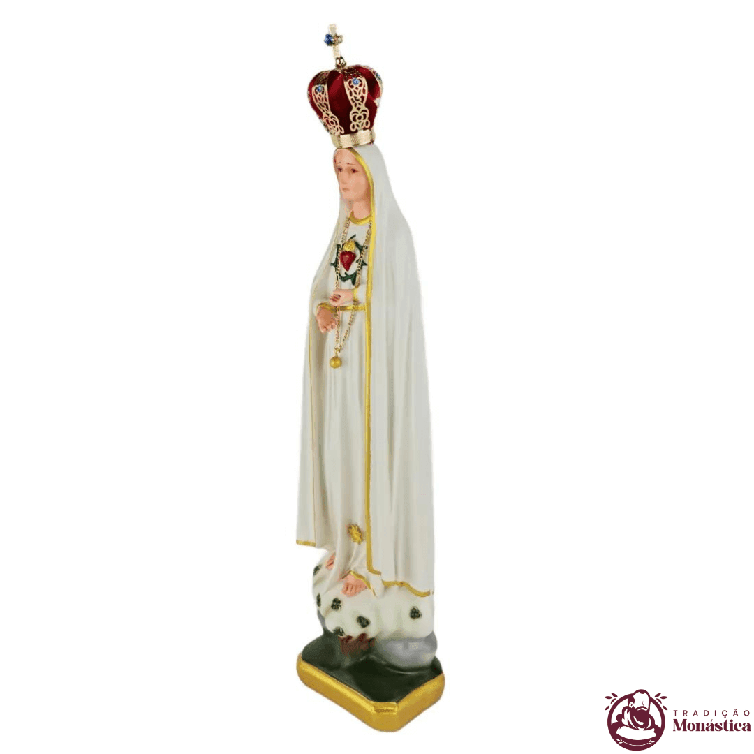 Imagem Escultura Nossa Senhora de Fátima Imaculado Coração 40cm - 7
