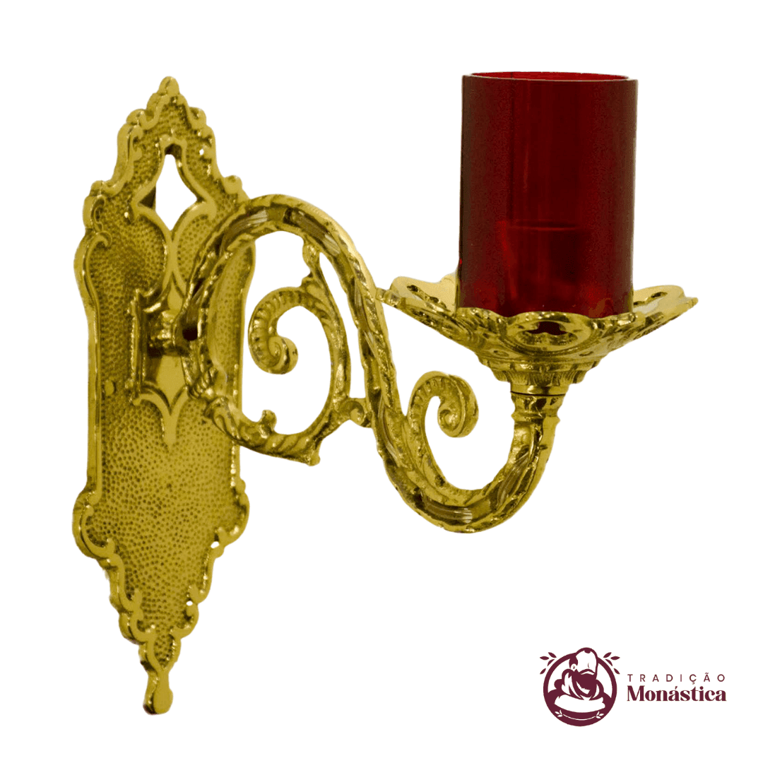 Lâmpada Do Santíssimo Dourada De Parede - Bronze - 1