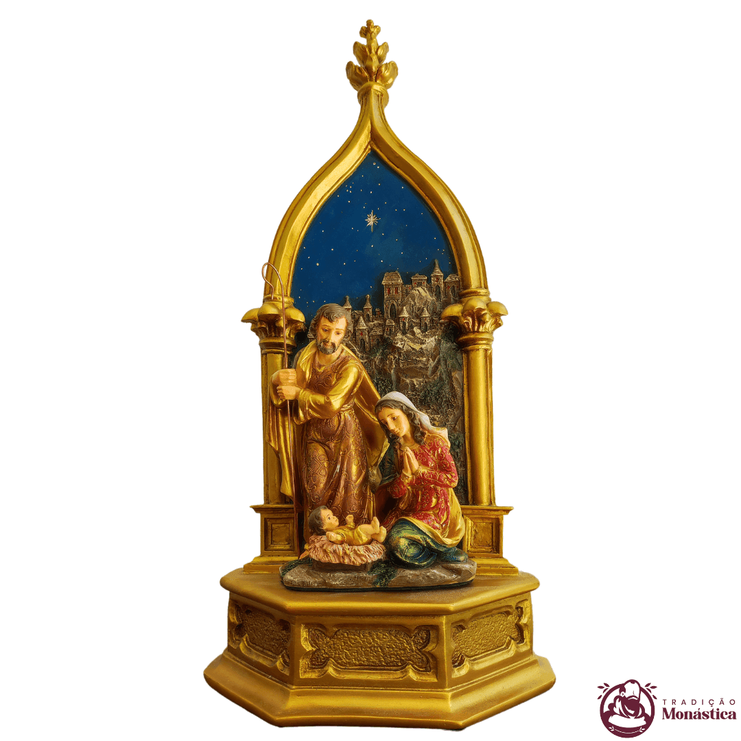 Oratório Peanha com Sagrada Família Policromada - Presépio - 1