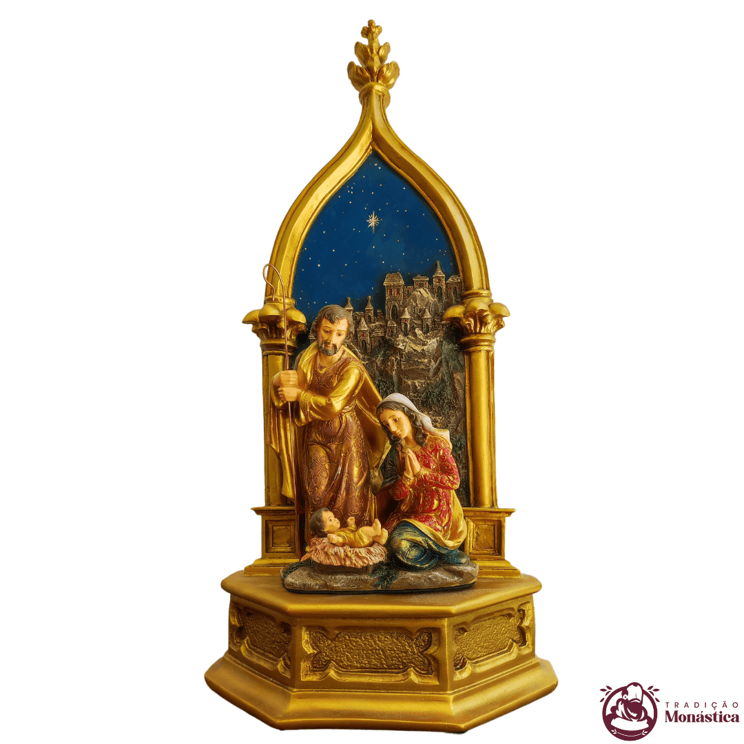 Oratório Peanha com Sagrada Família Policromada - Presépio - 1