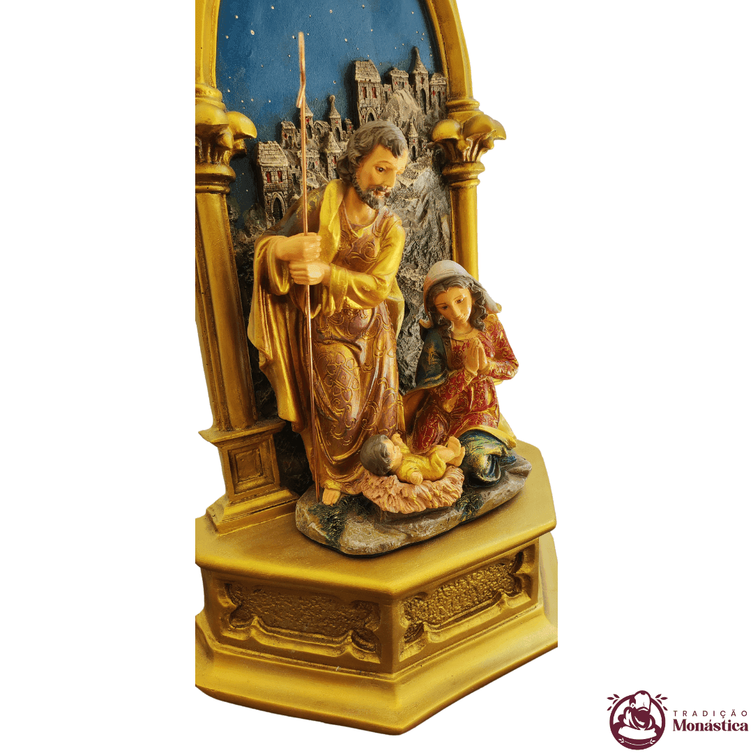 Oratório Peanha com Sagrada Família Policromada - Presépio - 4