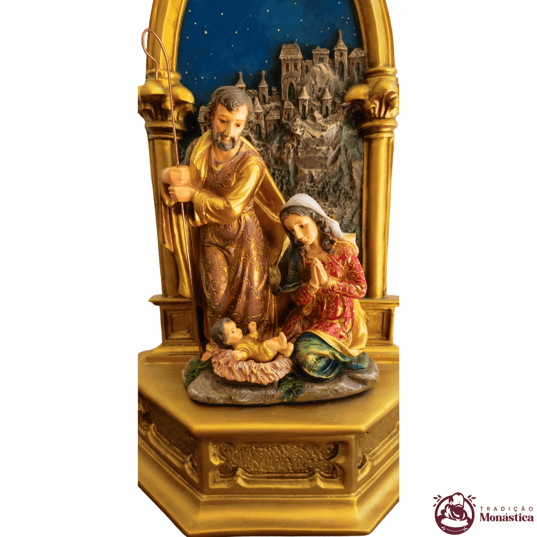 Oratório Peanha com Sagrada Família Policromada - Presépio - 3