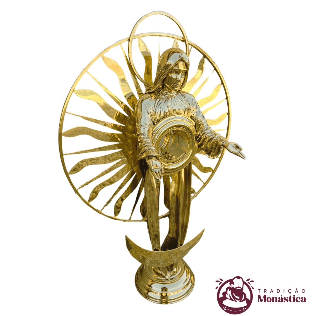 Ostensório Nossa Senhora das Graças - Hóstia de 8cm - Feito em Metal - 3