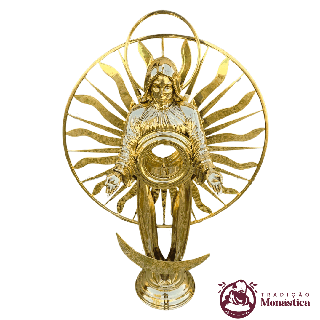 Ostensório Nossa Senhora das Graças - Hóstia de 8cm - Feito em Metal - 1
