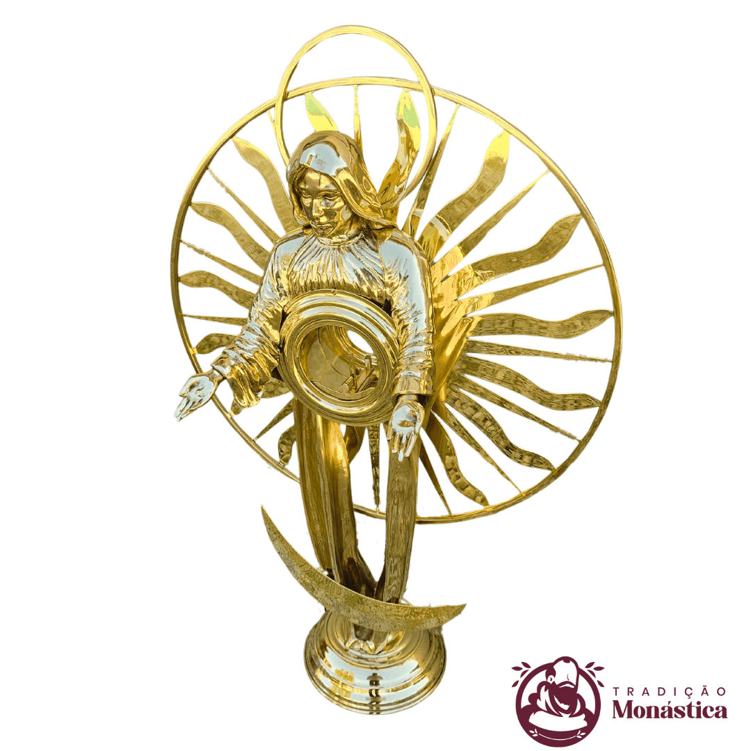 Ostensório Nossa Senhora das Graças - Hóstia de 8cm - Feito em Metal - 4