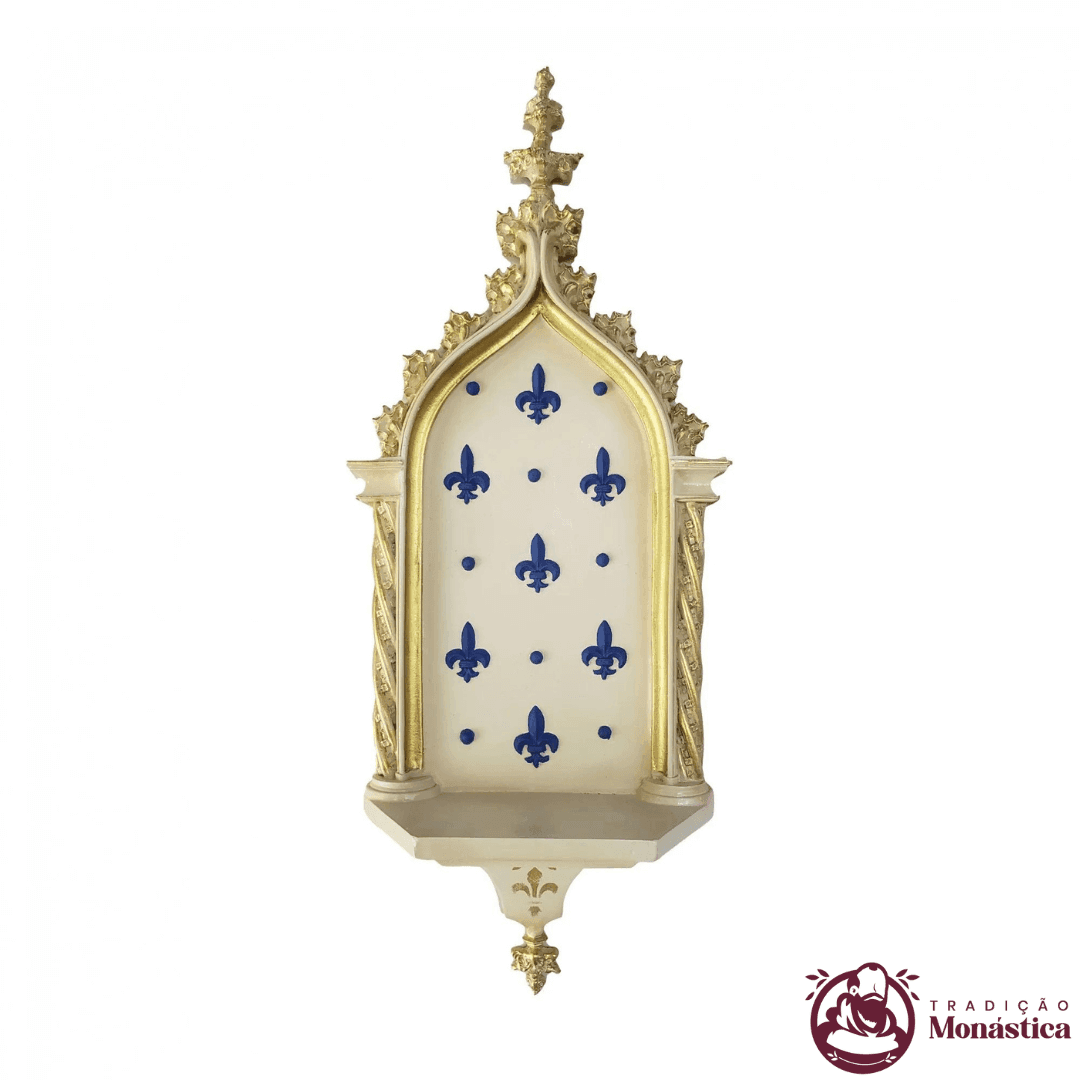 Peanha Oratório 54cm Dourada e Azul - 1