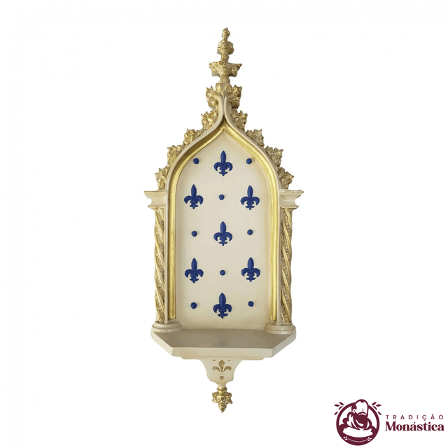 Peanha Oratório 54cm Dourada e Azul Peanha Oratório 54cm Dourada e Azul