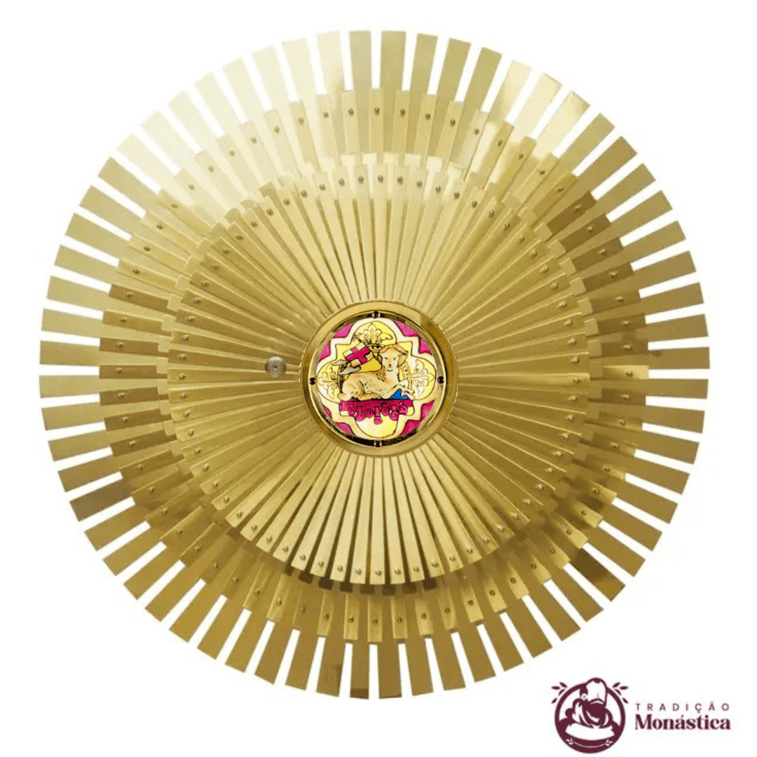 Sacrário Vitral Cordeiro Raiado Redondo com Luz Frontal - para Embutir na Parede - 1