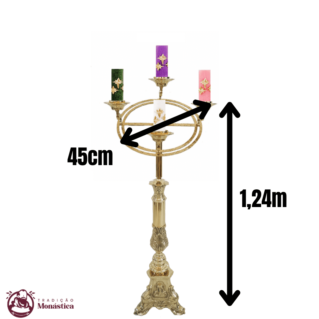 Castiçal Coroa Do Advento, Círio e Vela De Altar - Grande - Base JMJ - 3 Em 1 - 5