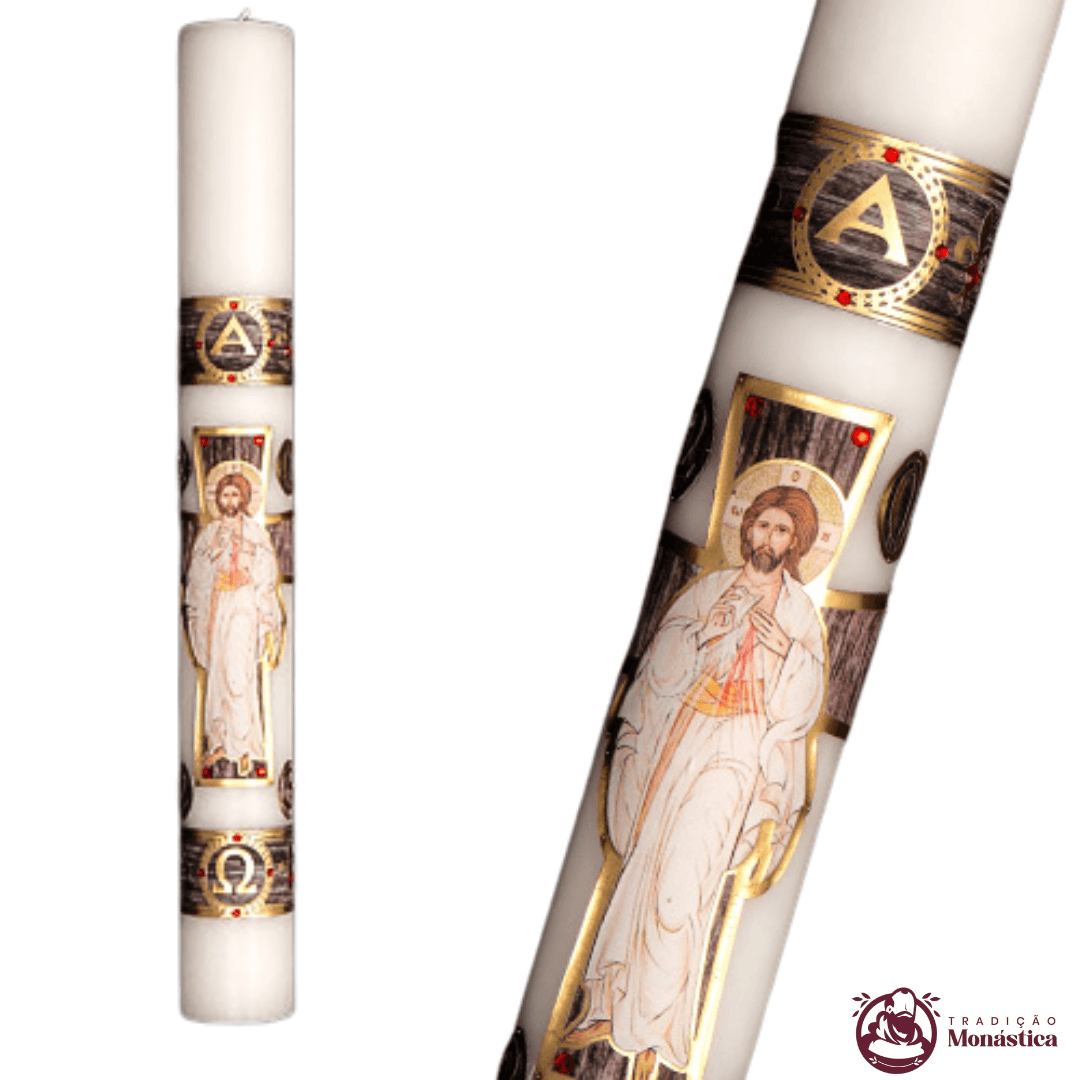 Vela Círio Pascal - Aplicação Cristo 01 - 72cm - 1